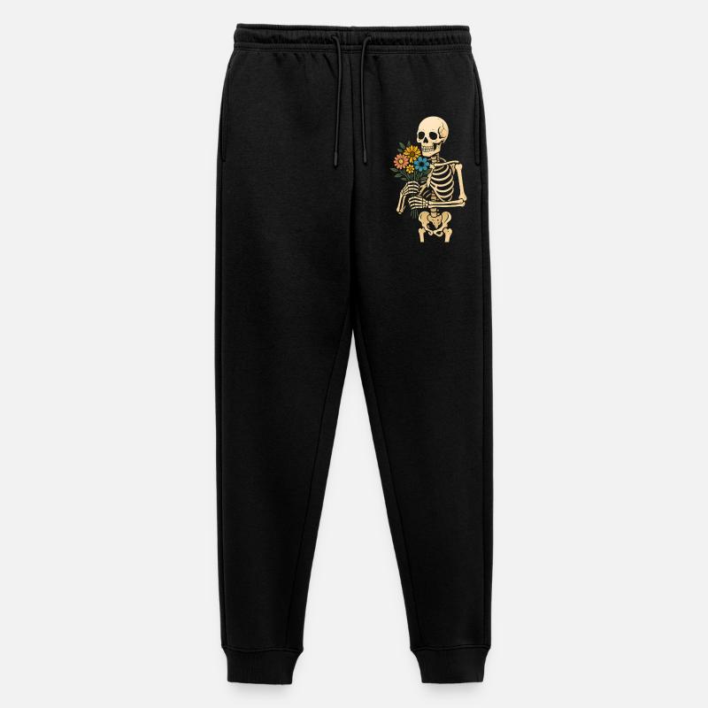 Skelett mit Blumenstrauß - Männer Premium Bio Jogginghose - Schwarz