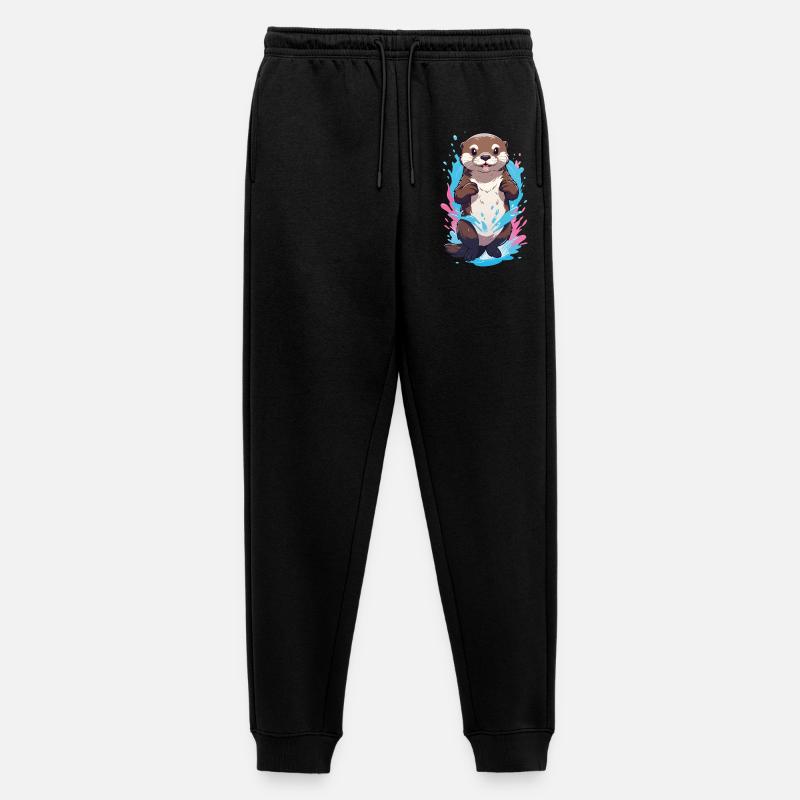 Niedliche verspielte Otter Splash Joy - Männer Premium Bio Jogginghose - Schwarz
