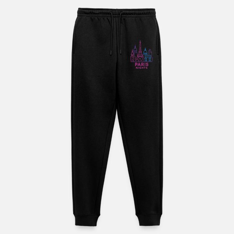 Neon Paris Nächte Skyline Silhouette  - Männer Premium Bio Jogginghose - Schwarz