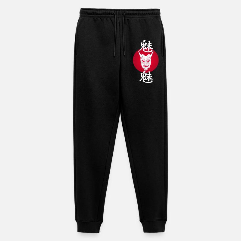 Demone bianco giapponese e sole rosso - Pantaloni da jogging ecologici premium da uomo - nero