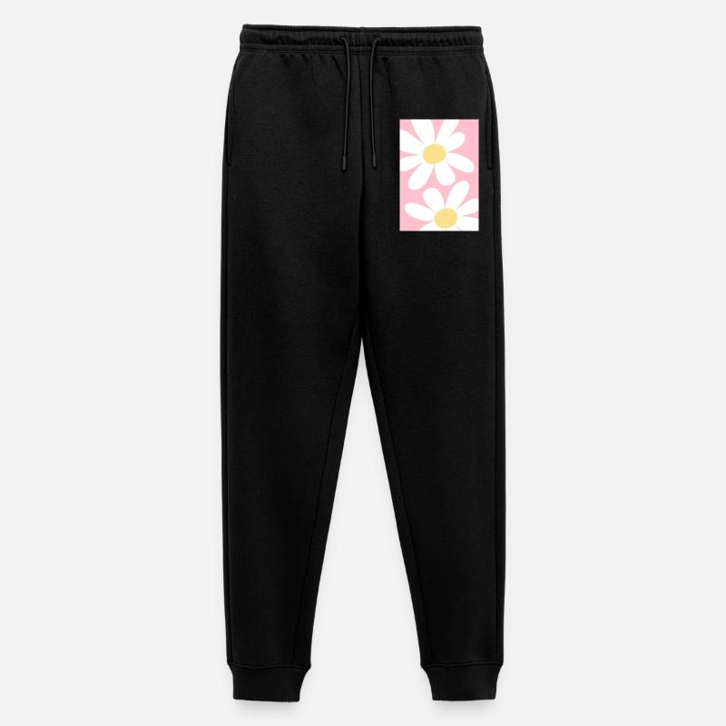 Rosa mit Blumen - Männer Premium Bio Jogginghose - Schwarz