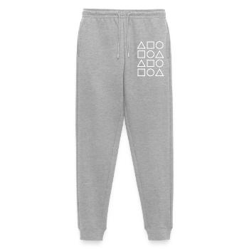 Geometric Glyph Grid - Men's Premium Organic Joggers - heather grey - Front - Thijin (182cm)