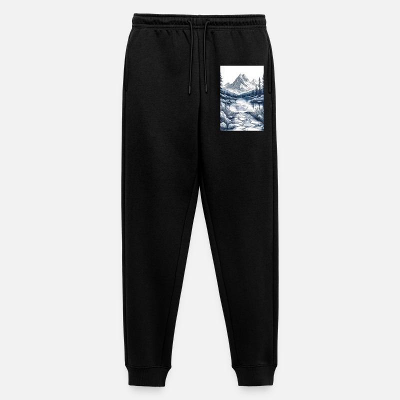 Illustration einer Gebirgslandschaft - Männer Premium Bio Jogginghose - Schwarz