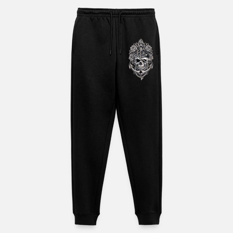 Navy Totenkopf Anker Gothic Totenschädel - Männer Premium Bio Jogginghose - Schwarz