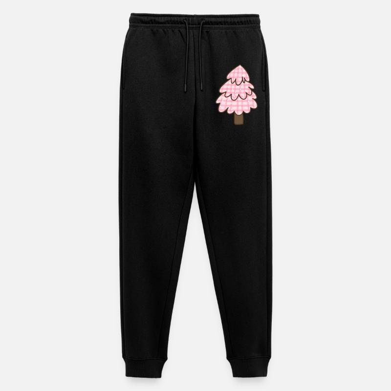 Rosa Weihnachtsbaum – Süßes Karo Weihnachten  - Männer Premium Bio Jogginghose - Schwarz