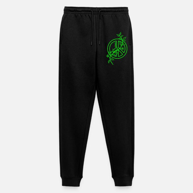Neon Peace mit Blumenranke  - Männer Premium Bio Jogginghose - Schwarz