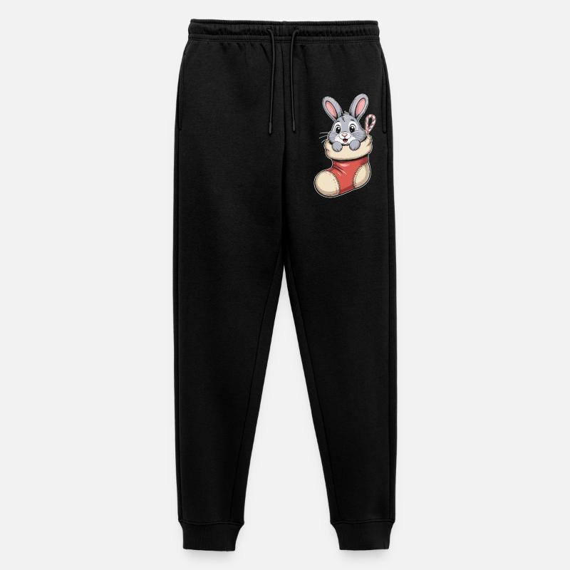 Weihnachtshase in Kuschelsocke - Männer Premium Bio Jogginghose - Schwarz