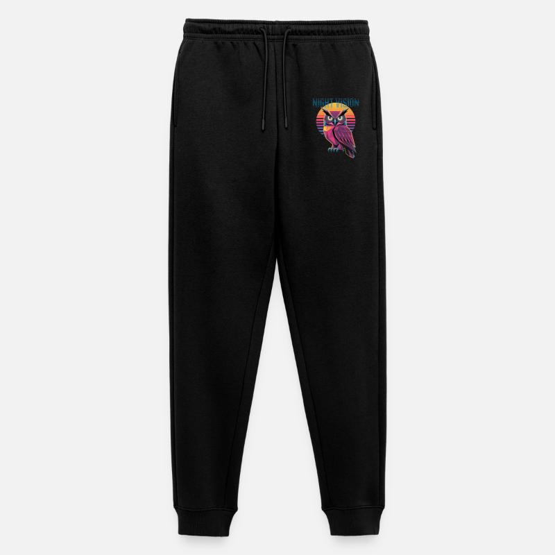 Night Vision Eule Retro Synthwave Sunset - Männer Premium Bio Jogginghose - Schwarz