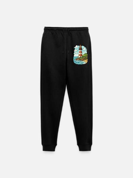 Lighthouse on the coastal path - Men's Premium Organic Joggers - black