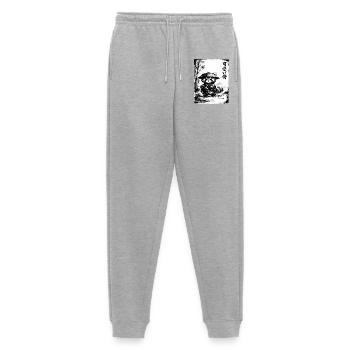 Samurai Red Panda Sumi-e Ink Drawing - Men's Premium Organic Joggers - heather grey - Front - Thijin (182cm)