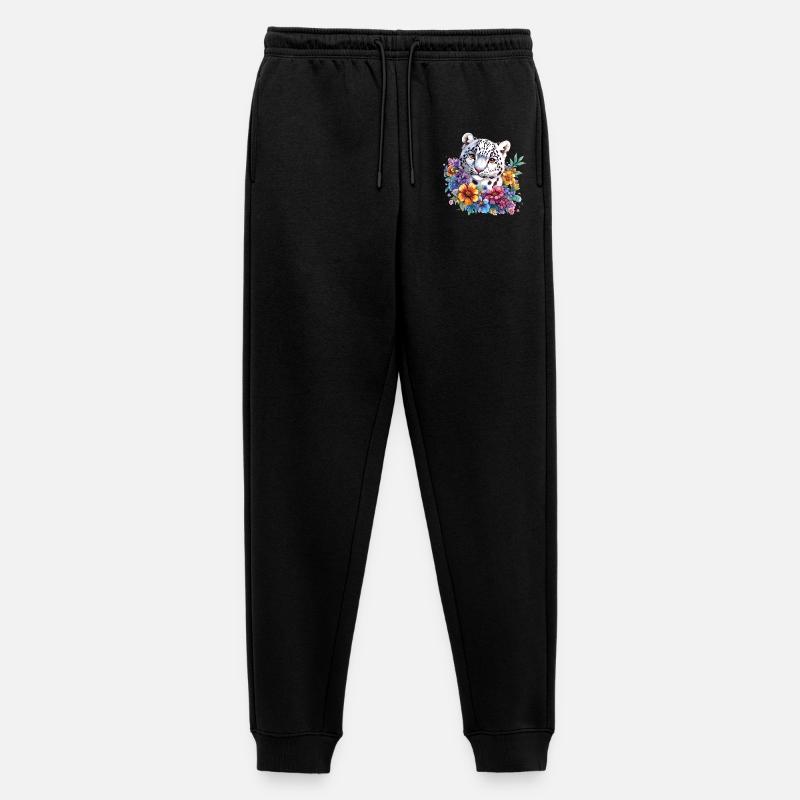 Leopard Blumenzauber - Männer Premium Bio Jogginghose - Schwarz