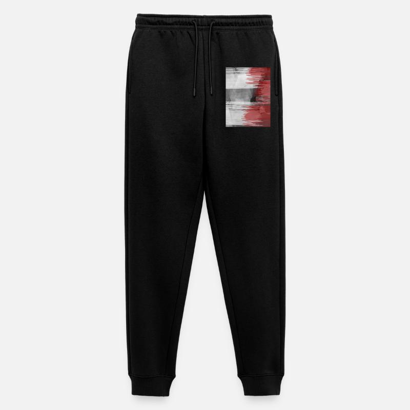 Roter Pinselstreifen auf Grauem Hintergrund - Männer Premium Bio Jogginghose - Schwarz