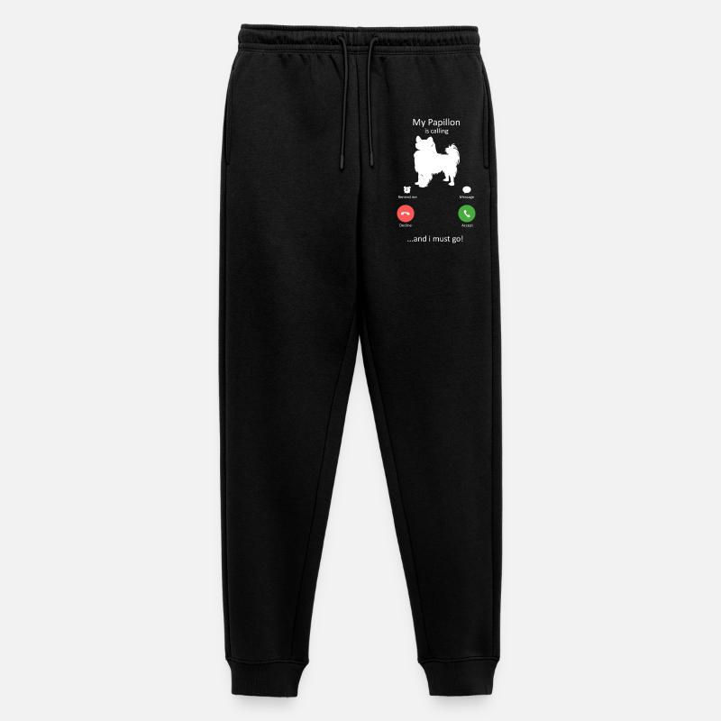 Papillon Dog Calling Smartphone Interface - Men's Premium Organic Joggers - black
