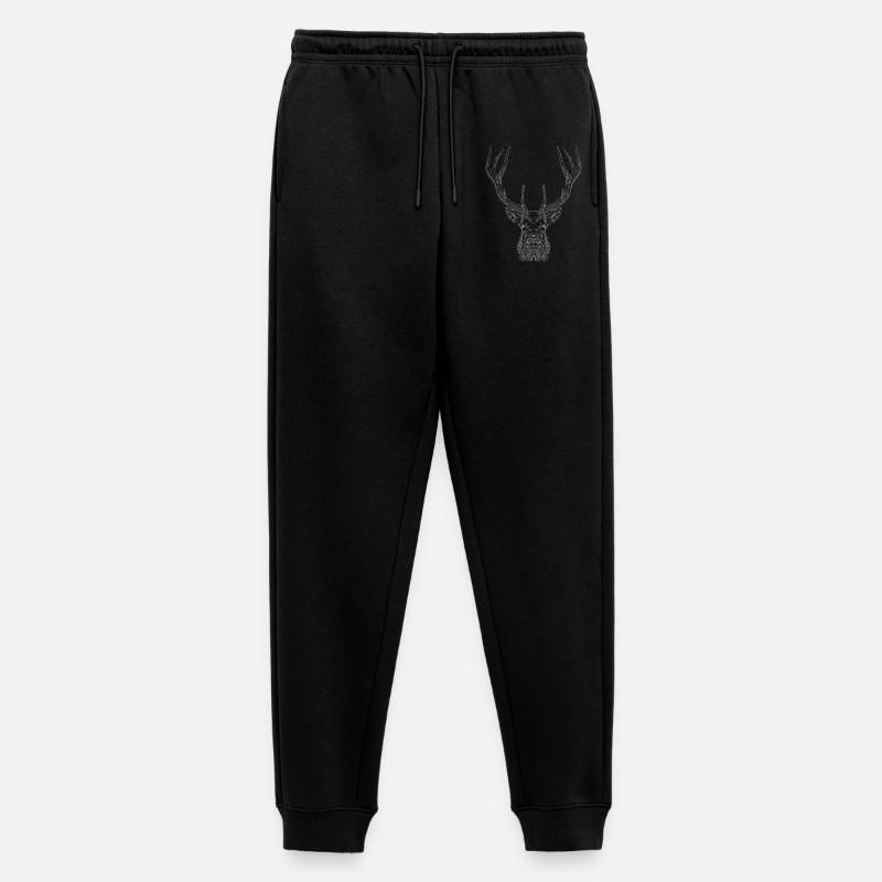 Tech Deer – Geometrischer Hirsch in Grau - Männer Premium Bio Jogginghose - Schwarz