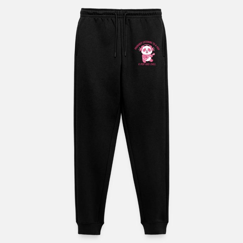 Probabilmente ascoltando K-Pop e Chill Panda - Pantaloni da jogging ecologici premium da uomo - nero