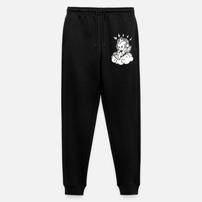 Punk Engel – Cherub mit Kopfhörern - Männer Premium Bio Jogginghose - Schwarz