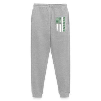 Irish Shamrock USA Flag - Men's Premium Organic Joggers - heather grey - Front - Thijin (182cm)