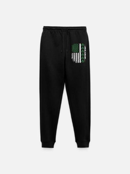 Irish Shamrock USA Flag - Men's Premium Organic Joggers - black