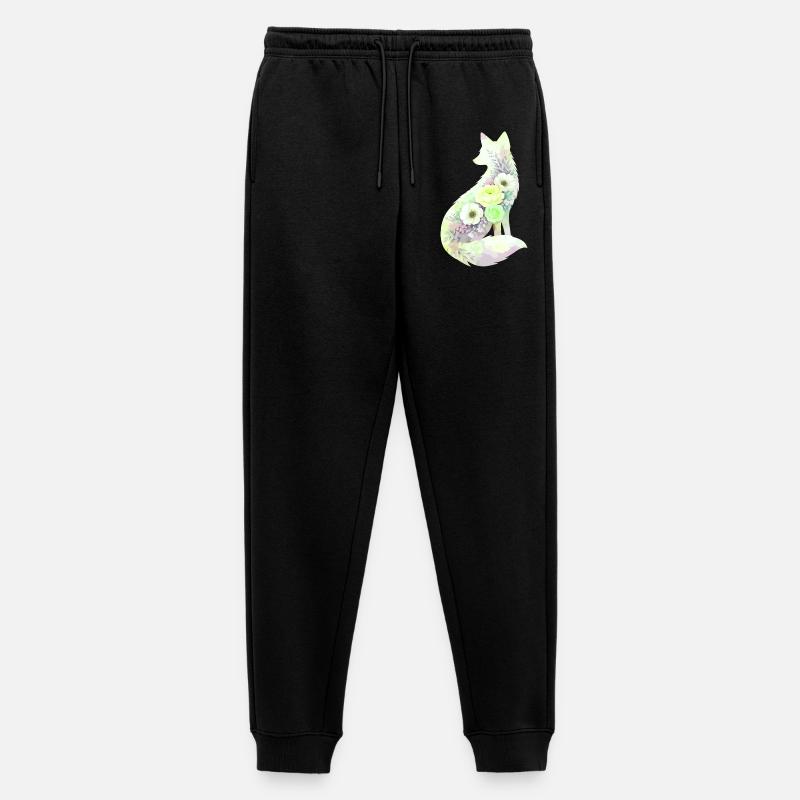 Fuchs Silhouette Aquarell Blumen - Männer Premium Bio Jogginghose - Schwarz