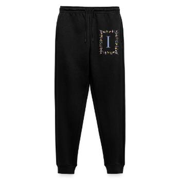 Florale Initial "I" Blumenmonogramm - Männer Premium Bio Jogginghose - Schwarz - Vorne - Thijin (182cm)