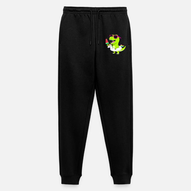 Neon-Dino mit Eis und Einhorn - Männer Premium Bio Jogginghose - Schwarz