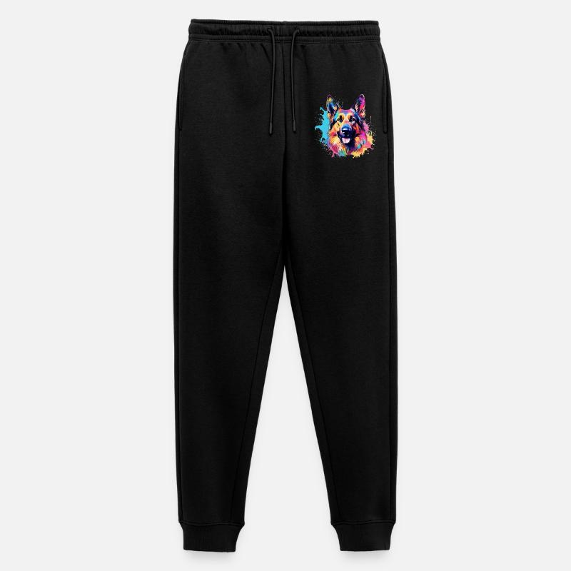 Bunte Hunde-Splash-Art Deutscher Schäferhund - Männer Premium Bio Jogginghose - Schwarz