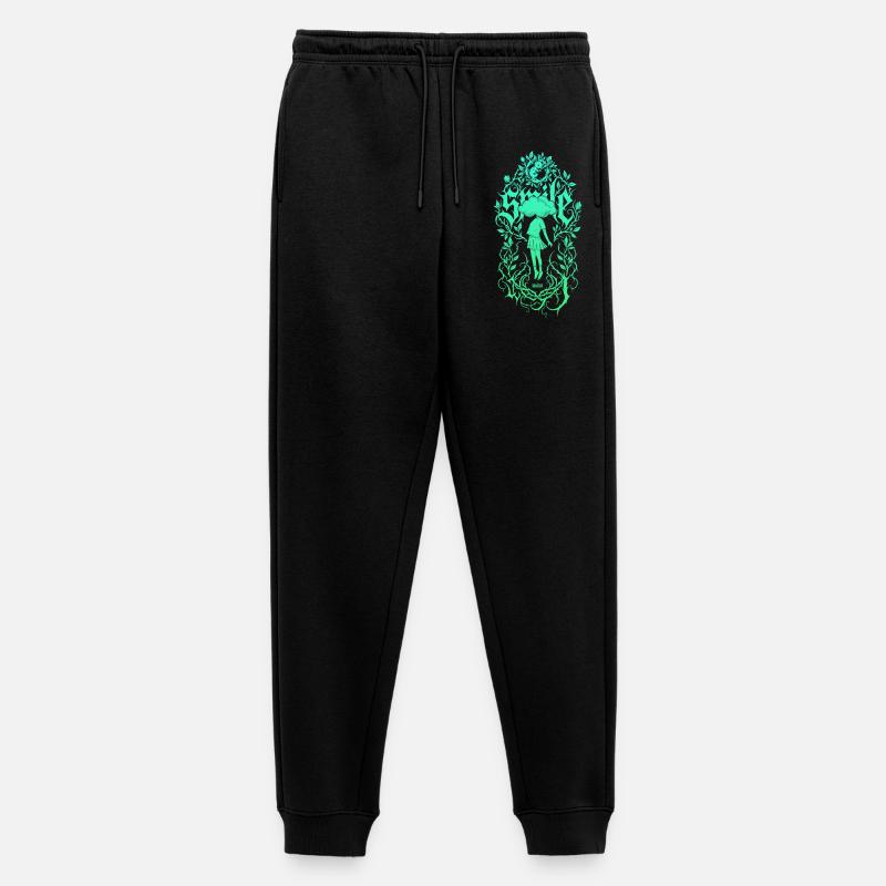 Mädchen-Silhouette im Blätterrahmen - Männer Premium Bio Jogginghose - Schwarz