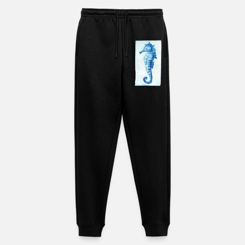 Seepferdchen Maritim - Druckvorlage handgeschnitzt - Männer Premium Bio Jogginghose - Schwarz