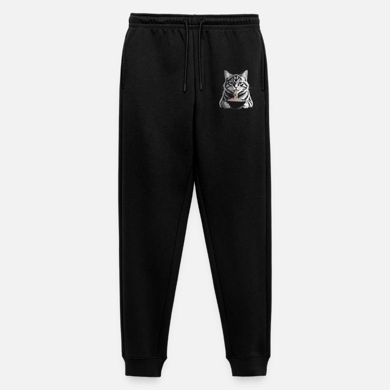 Cat Eats Ramen - Men's Premium Organic Joggers - black