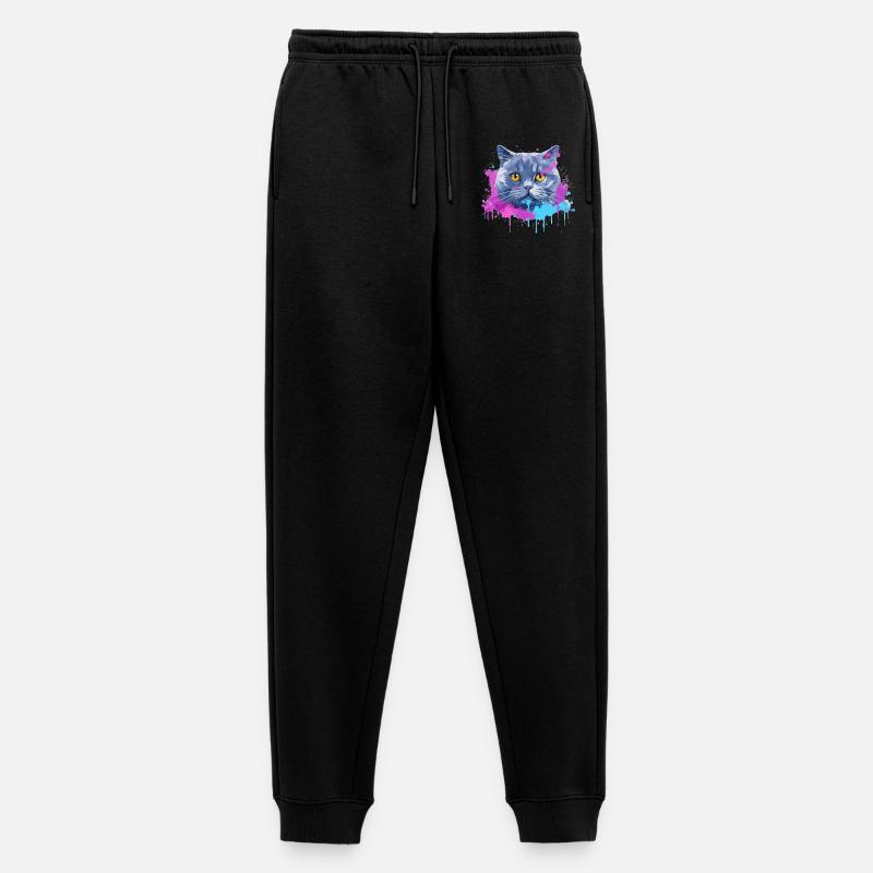 Bunte Splash-Kunst Britisches Kurzhaar-Katzengesicht - Männer Premium Bio Jogginghose - Schwarz