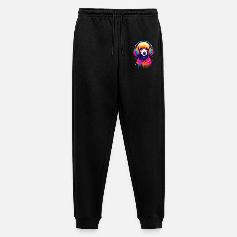 Pudel mit Kopfhörer - Männer Premium Bio Jogginghose - Schwarz