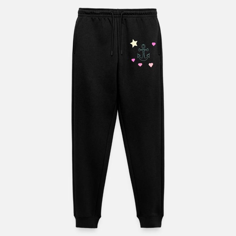 Pastello Anchor Doodle con Cuori e Stella - Pantaloni da jogging ecologici premium da uomo - nero