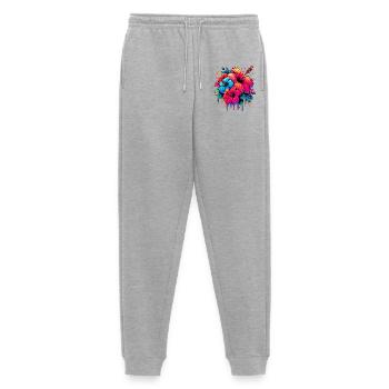 Hibiscus Flowers - Men's Premium Organic Joggers - heather grey - Front - Thijin (182cm)