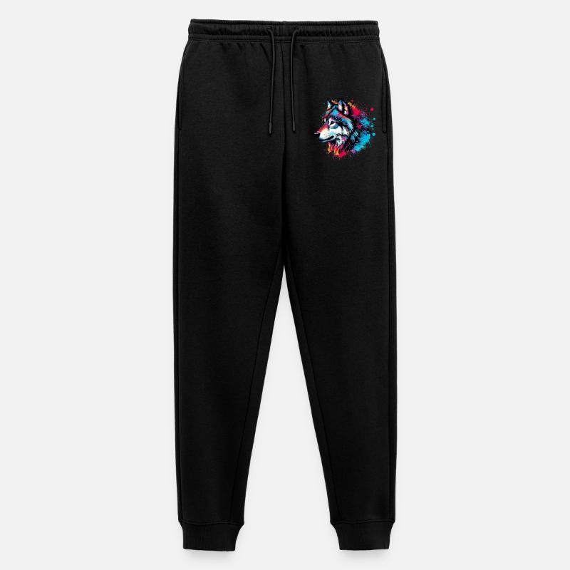 Wolf - Männer Premium Bio Jogginghose - Schwarz