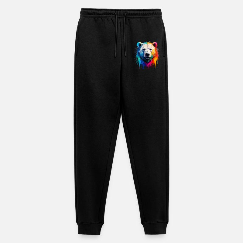 Bunter Eisbärenkopf mit Farbverlauf - Männer Premium Bio Jogginghose - Schwarz