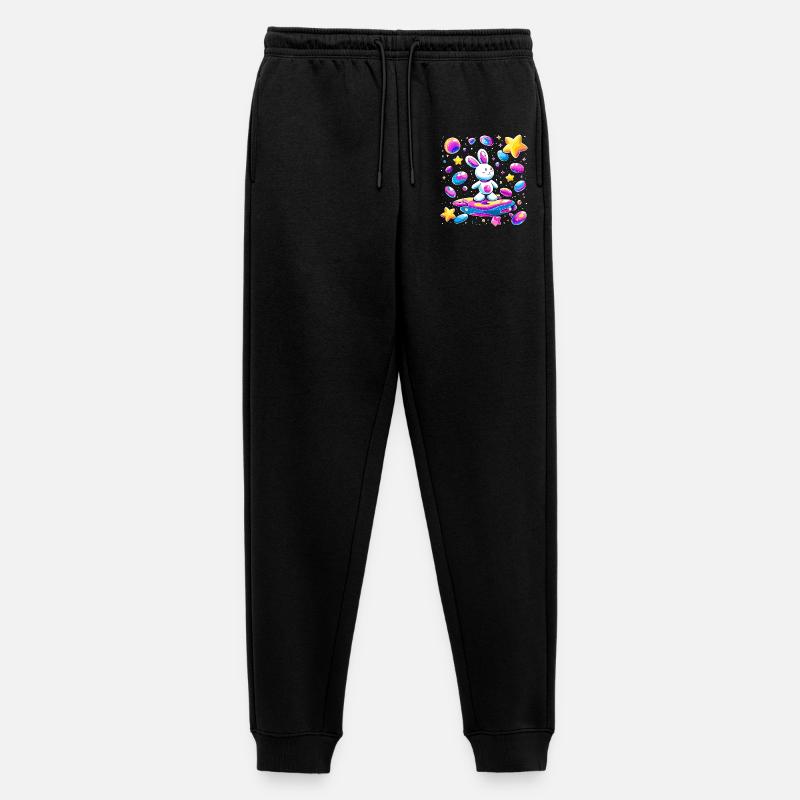 Galactic Rabbit on Surfboard - Men's Premium Organic Joggers - black