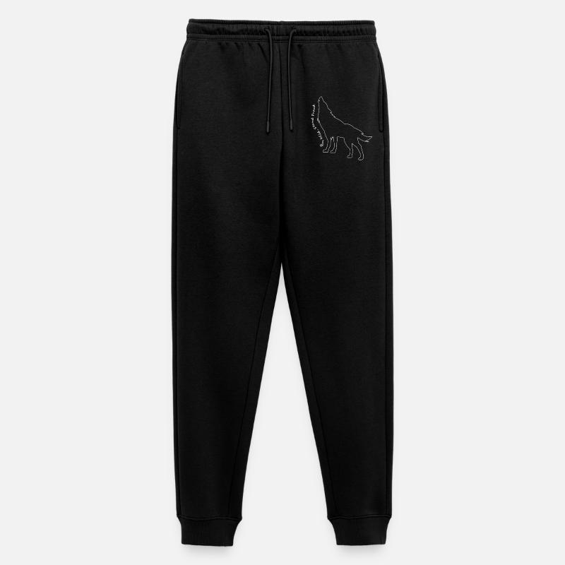 Heulender Wolf Linie Kunst Design - Männer Premium Bio Jogginghose - Schwarz
