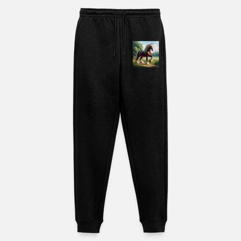 Aquarell Percheron Pferd - Männer Premium Bio Jogginghose - Schwarz