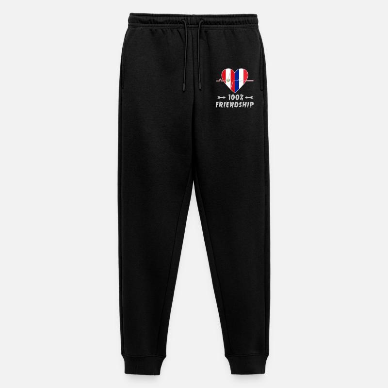 Peru und Frankreich 100% Freundschaft - Männer Premium Bio Jogginghose - Schwarz