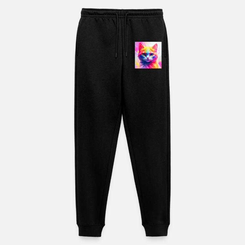 Lebendiges Regenbogenkatzen-Kunstwerk - Männer Premium Bio Jogginghose - Schwarz