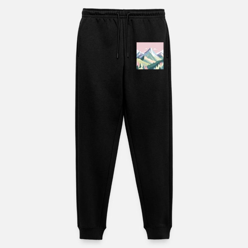 Abstrakte Berglandschaft mit Pastellfarben - Männer Premium Bio Jogginghose - Schwarz