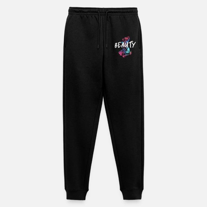 Bunte Kampffisch-Illustration mit Mot Beauté - Männer Premium Bio Jogginghose - Schwarz
