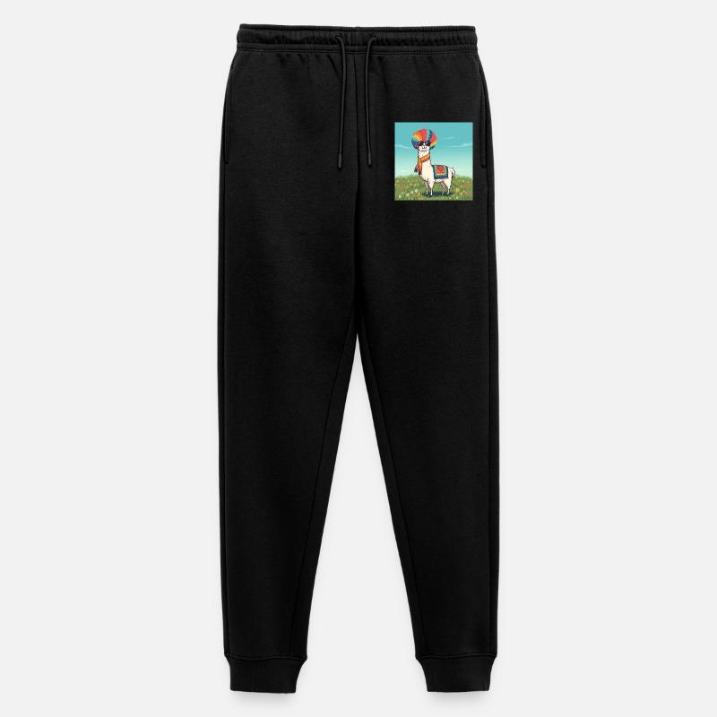 Funky Regenbogen Lama - Männer Premium Bio Jogginghose - Schwarz