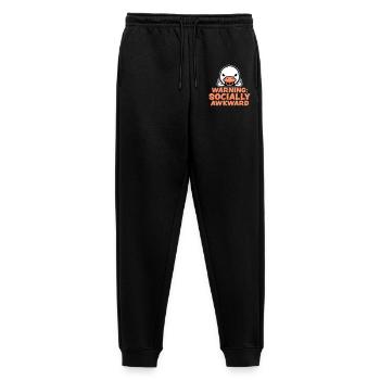 Warning Socially Awkward Duck Middle Finger Bird - Men's Premium Organic Joggers - black - Front - Thijin (182cm)