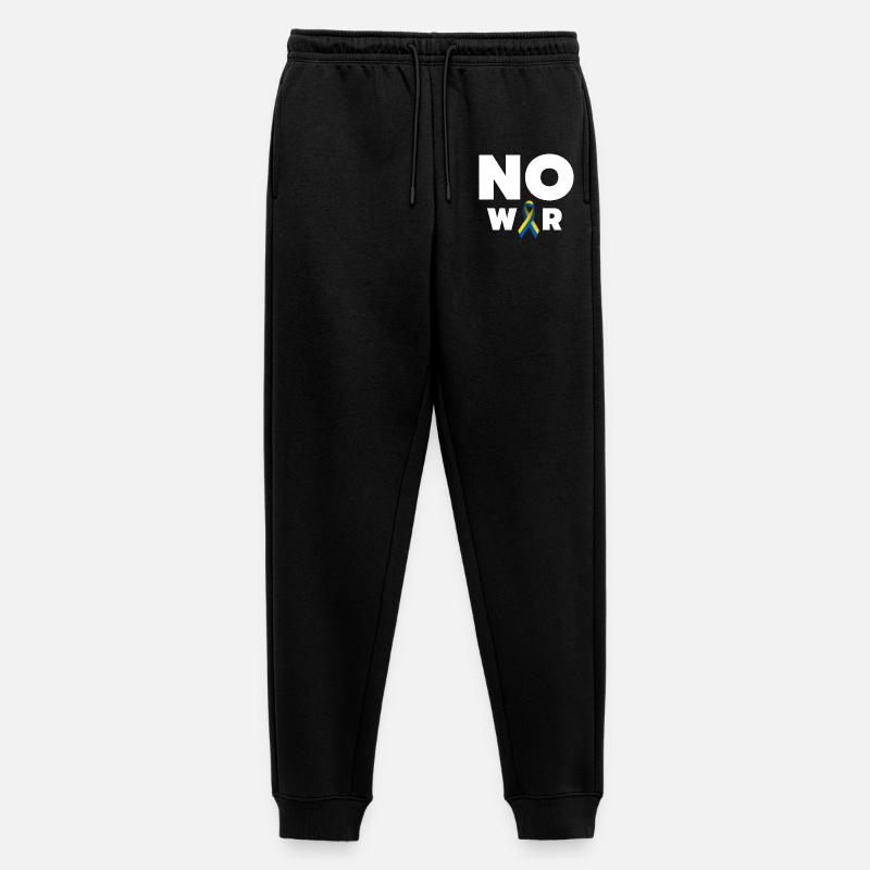 No War Text mit ukrainischer Solidaritätsschleife - Männer Premium Bio Jogginghose - Schwarz