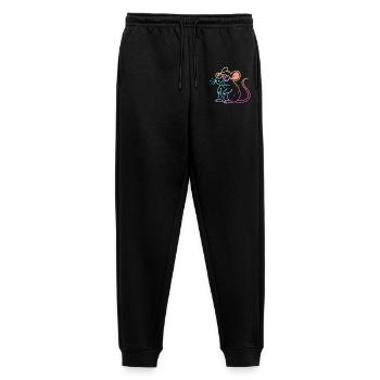 Regenbogenratten-Neonbrille - Männer Premium Bio Jogginghose - Schwarz - Vorne - Thijin (182cm)