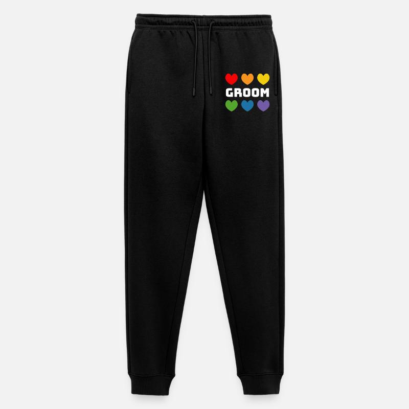Regenbogenherzchen Groom weiss - Männer Premium Bio Jogginghose - Schwarz