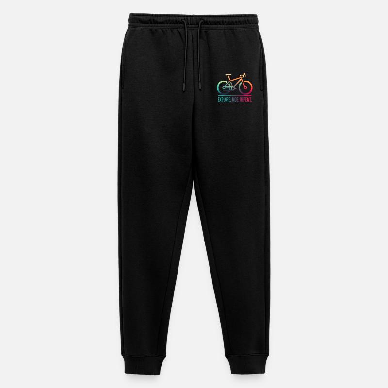 Explore Ride Repeat - projekt dla rowerzysty - Ekologiczne męskie spodnie dresowe Premium - czarny