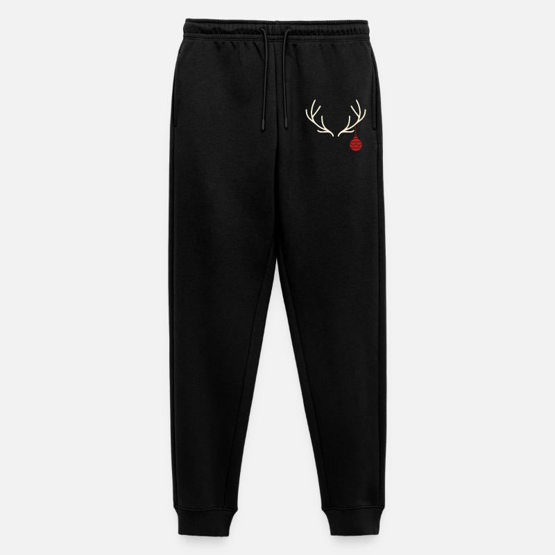Geweih mit roter Weihnachtskugel – Yule Stil - Männer Premium Bio Jogginghose - Schwarz