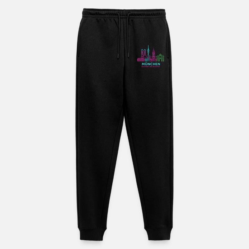 München Neon Skyline - Männer Premium Bio Jogginghose - Schwarz